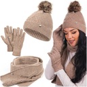 КОМПЛЕКТ ЖЕНСКАЯ ЗИМНЯЯ ШАПКА, ШАРФ, ПЕРЧАТКИ С ПОМПОМ КОМПЛЕКТ ШАРФ HEYO