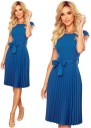 ЭЛЕГАНТНОЕ ПЛАТЬЕ ПЛИССИРОВАННОЕ, СИНИЙ, XL