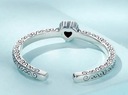 Серебряное регулируемое кольцо S925 Сердце Черный цирконий с родиевым покрытием Love