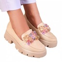 БЕЖЕВЫЕ ЖЕНСКИЕ МОКАСИНЫ С ДЕКОРИРОВАНИЕМ CRYSTAL GLAM 40