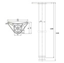 2x Nábytková noha k stolu stola Kovová Nastaviteľná 1100mm Strieborná Tvar okrúhly