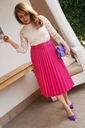 Elegantná plisovaná MIDI sukňa so širokým opaskom v sade AMARANT Dominujúca farba ružová