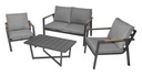 ZESTAW MEBLI OGRODOWYCH Meble Ogrodowe Aluminiowe Sofa Dwa Fotele Stolik Kolor szary