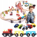 ДЕРЕВЯННЫЕ АВТОМОБИЛЬНЫЕ ПУТИ МДФ + АКСЕССУАРЫ 70 ЭЛЕМЕНТОВ