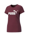 PUMA T-Shirt damski Essential Logo bordowy S