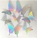 Наклейки на стену 3D Бабочки Серебряные бабочки Набор украшений из 12 штук
