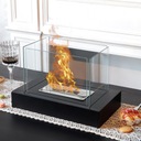 Prostokątny, szklany kominek stołowy JHY Design na bioetanol. Przenośny Szerokość 16 cm