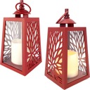 LATARENKA LAMPION AŻUROWA Z ZE ŚWIECĄ LED ŚWIECA CZERWONY NA BATERIE WKŁAD