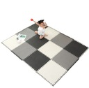 DUŻA MATA PIANKOWA 240x180x1,2 PUZZLE 12 ELEMENTÓW SZARO BIAŁO CZARNA