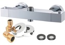 BATERIA PRYSZNICOWA Z TERMOSTATEM NATRYSKOWA TERMOSTAT PRYSZNIC CHROM CUBIC