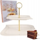 ТАРЕЛКА ФАРФОРОВАЯ ДВУХЯРУСНАЯ, БЕЛОЕ ЗОЛОТО, ДЛЯ ЗАКУСОК, ТОРТОВ
