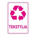 Naklejka nalepka na kosz pojemnik kubeł kontener TEKSTYLIA odzież 30 cm