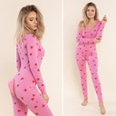 Женский пижамный комбинезон с клапаном розового цвета в форме сердечек S
