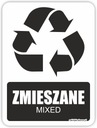 NAKLEJKA na kosz ODPADY ZMIESZANE pl-ang 20 cm