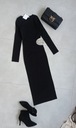 Zara sukienka m 38 czarna zdobiona wycięcie MIDI prążkowana Długość midi