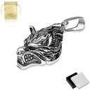 КУЛОН С СЕРЕБРЯНЫМ ВОЛКОМ 925 ГОЛОВЫ, ГОЛОВА ВОЛКА