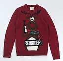 NEXT świąteczny bordowy sweter renifer z winem r. S 3D Marka next