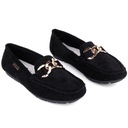 CZARNE MOKASYNY DAMSKIE ZAMSZOWE PÓŁBUTY WSUWANE WKŁ. EKOSKÓRA ELEGANCKIE