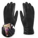 Betlewski Zimné kožené pánske dotykové rukavice pre smartphone teplé S