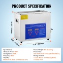 МИЙНА МАШИНА ULTRADZWIEKOWA ЦИФРОВА 6L, 40KHZ, PODGRZEWANA, СТАЛЬ NIERDZEWNA, 180W  (18601640296) фото min 9