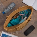 Бежевая женская летняя сумка-корзина в стиле бохо