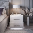 Nočný stolík LINA LUX biely s doskou v lesku LED úchytky chróm Kód výrobcu LuxBialyPolyskuchwyty