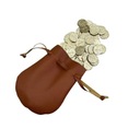 КОРИЧНЕВАЯ КОЖАНАЯ СУМКА ДЛЯ МОНЕТ 14X11 СМ