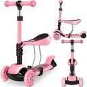 Три -шайманный скутер для детей розовый светодиод 3In1 детская езда