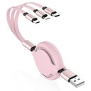РОЗОВЫЙ СБОРНЫЙ КАБЕЛЬ 3 В 1 ЗАРЯДНОЕ УСТРОЙСТВО USB-C LIGHTNING MICRO USB TYP C ПЛОСКОЕ 1 М