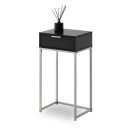 МИНИМАЛИСТИЧНАЯ ЧЕРНАЯ КОНСОЛЬ С ЯЩИКОМ ДЛЯ ГОСТИНОЙ NORA S ХРОМИРОВАННАЯ ОСНОВА