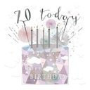 МАЛЕНЬКАЯ КВАДРАТНАЯ ОТКРЫТКА С КОНВЕРТОМ, ДЕНЬ РОЖДЕНИЯ 70, СВЕЧИ