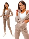 ЖЕНСКИЙ ВЕЛЮРОВЫЙ КОМПЛЕКТ СВИТШОТ, МОЛНИЯ, БЕЖЕВЫЙ S