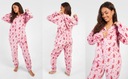 4A3B09 P27 КОМБИНЕЗОН РОЗОВАЯ ПИЖАМА BOOHOO С РОЖДЕСТВЕНСКИМ УЗОРОМ M