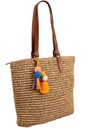 DAVID JONES Сумка-шоппер в стиле бохо соломенная