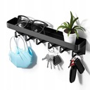 DRŽIAK VEŠIAKA NA KĽÚČE, POLIČKA NA OBLEČENIE, 6 HÁČIKOV, ČIERNY