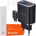 БЫСТРОЕ СЕТЕВОЕ ЗАРЯДНОЕ УСТРОЙСТВО MCDODO ДЛЯ IPHONE 2XUSB-C 1XUSB PD 30 Вт СВЕТОДИОДНЫЙ ИЗМЕРИТЕЛЬ