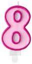 ВОСЬМАЯ СВЕЧА РОЖДЕНИЯ, НОМЕР ВОСЕМЬ 8, РОЗОВЫЙ ТОРТ