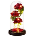ВЕЧНЫЕ РОЗЫ 3 ШТ. В КУПОЛЕ СВЕТОДИОДНАЯ ПОДСВЕТКА ПОДАРОЧНЫЕ ЦВЕТЫ НА ДЕНЬ СВЯТОГО ВАЛЕНТИНА ЛЕПЕСТКИ