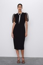 ZARA PIĘKNA CZARNA SUKIENKA BUFKI ORGANZA __ 36/S