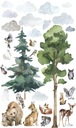 Наклейки на стену «Лес» Деревья Животные
