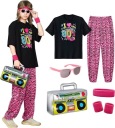 Костюм 80-х DISCO RAPER OUTFIT, РОЗОВЫЙ, 80-е, размер XL