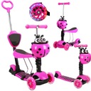 Трёхколесный балансировочный самокат BIEDRONKA 5в1 LED РОЗОВЫЙ