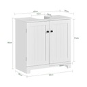 Sobuy Шкаф под умывальник для ванной комнаты с дверцами минималистичный BZR18-II-W