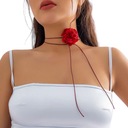Колье-чокер, элегантный красный цветок, украшение на шею, завязывающийся ремешок.