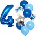 Balony urodzinowe 12szt niebieskie cyfra 4 latka