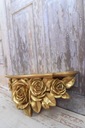 Zlatá konzola na stenu - Polica s ružami - Ruža Šírka produktu 45 cm