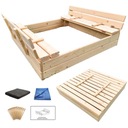 Деревянная песочница со скамейками 120, садовая мебель для детей запираемая