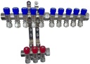 РАСПРЕДЕЛИТЕЛЬ X-HOME PEX 1” x 16 мм 10 КОНТУРОВ ХОЛОДНОЙ ВОДЫ 3 КОНТУРА ГОРЯЧЕЙ ВОДЫ