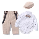 Maluch chłopiec Romper Gentleman odzież garnitur noworodka kombinezon z paskiem i kokardą kapelusz Rozmiar (new) 50 (poniżej 50 cm)