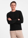 Klasický pánsky sveter s okrúhlym výstrihom čierny V2 OM-SWBS-0106 S Značka Ombre